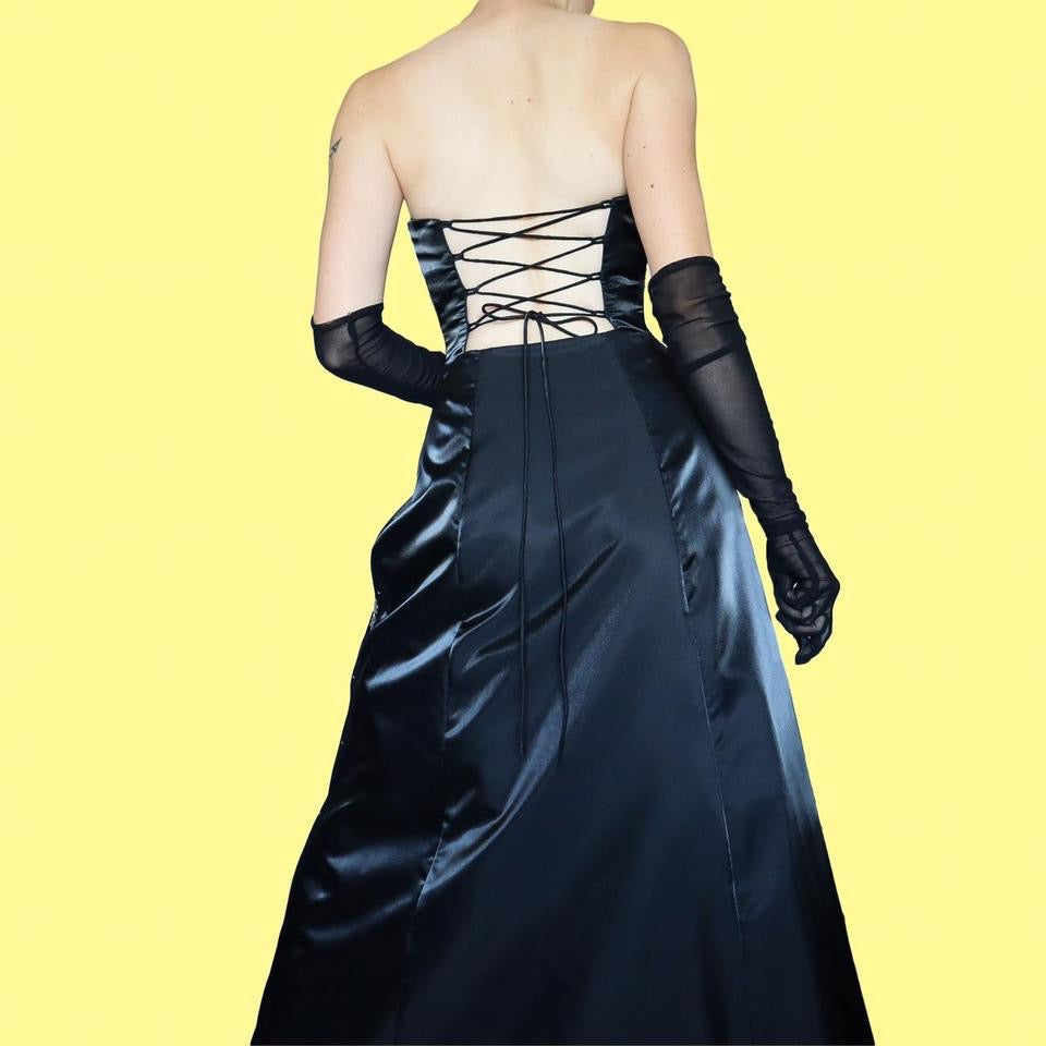 Black Morgan & Co strapless a-line gown UK 10