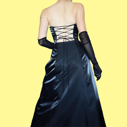 Black Morgan & Co strapless a-line gown UK 10