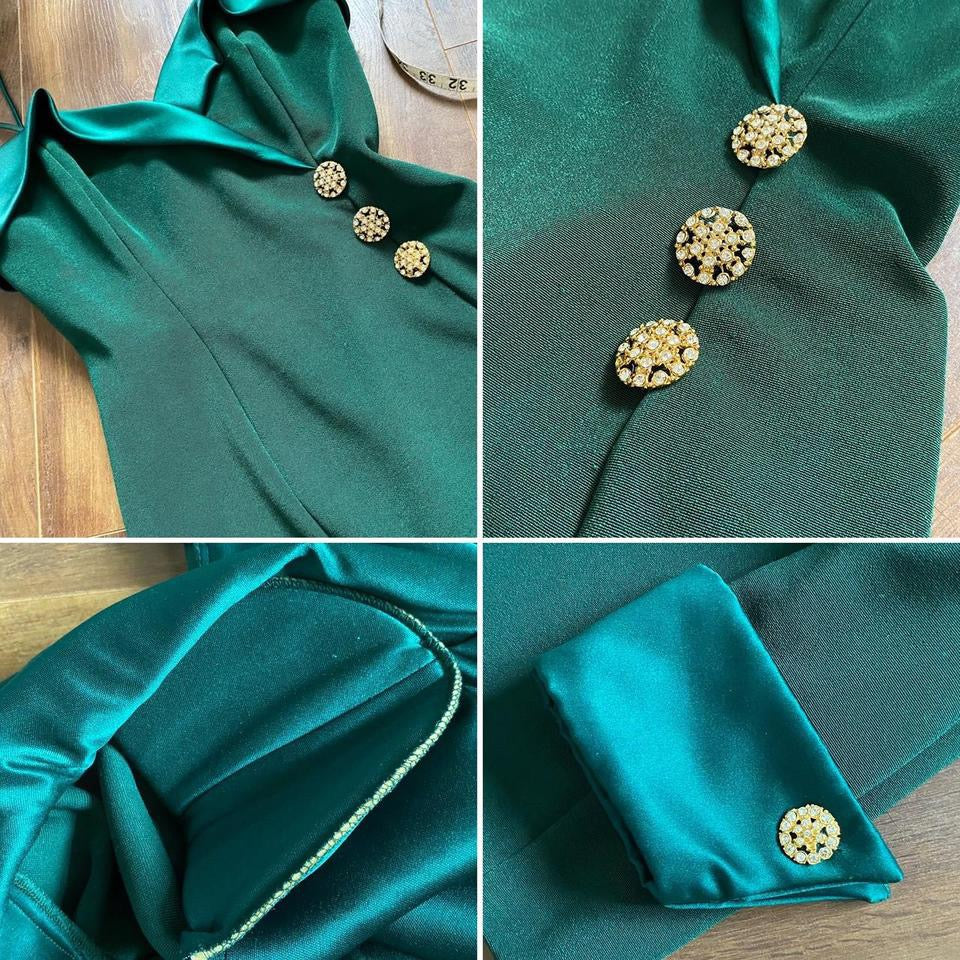 Forest green stretch 2-piece dress & jacket set uk 10