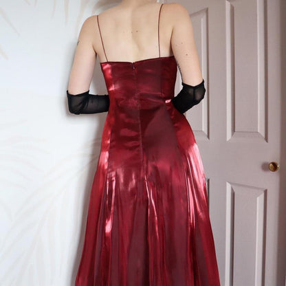Shimmery red a-line evening dress UK 8 & UK 10
