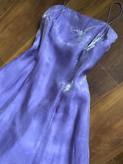 Purple fit & flare floral shimmery evening dress & shawl uk 8