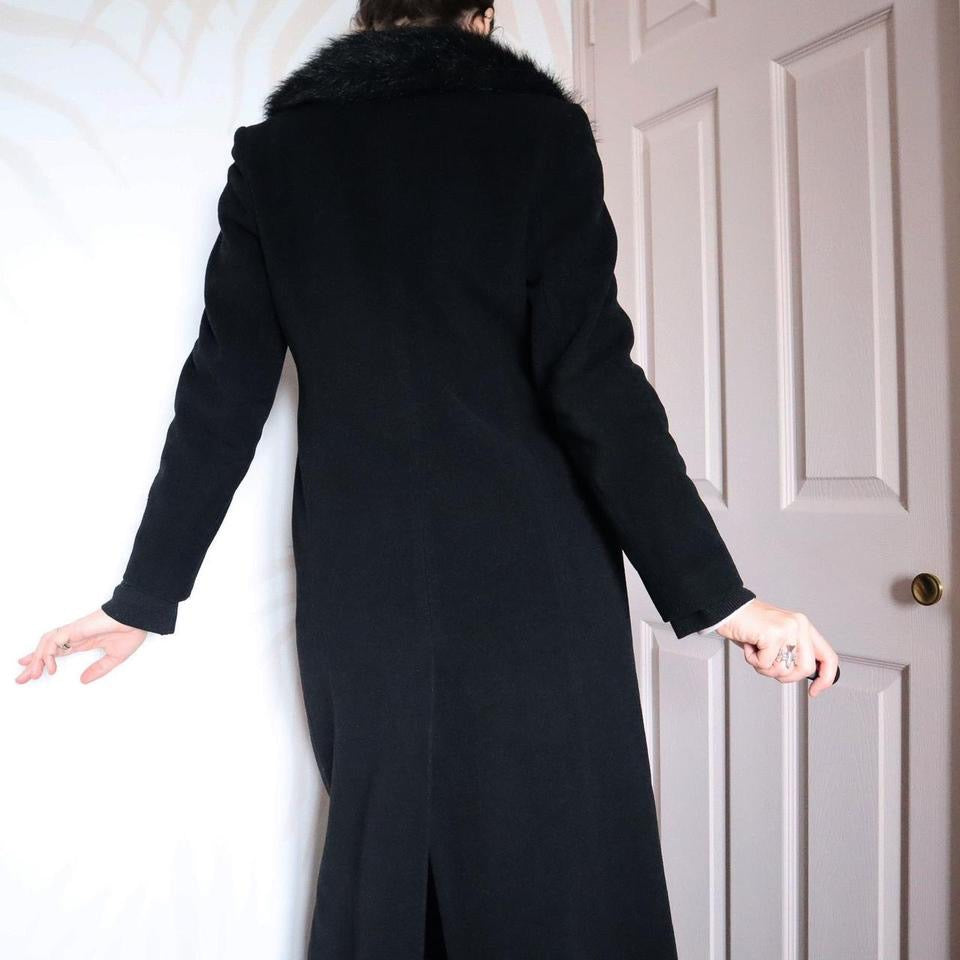 Wool blend black long coat UK 12