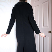 Load image into Gallery viewer, Wool blend black long coat UK 12
