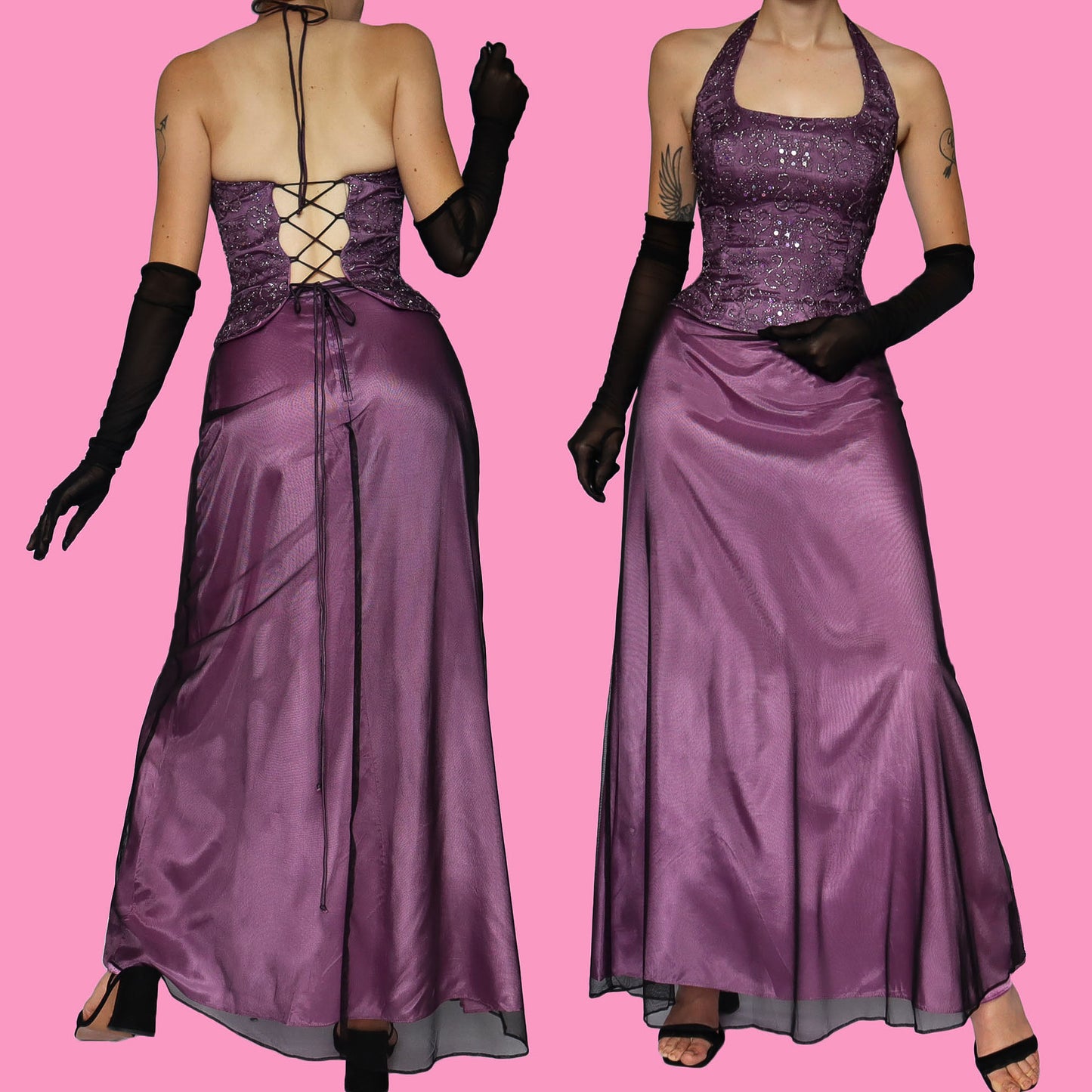 Purple 2 piece top & skirt set UK 10