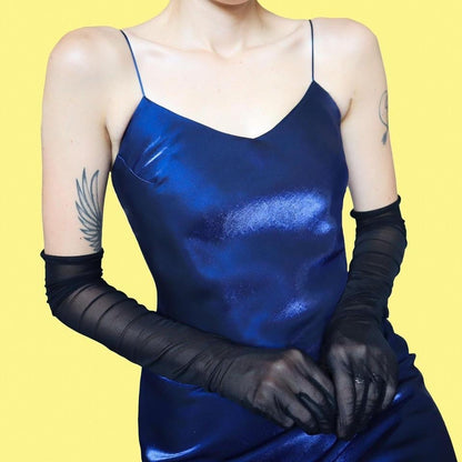 Electric blue silky slip dress UK 8