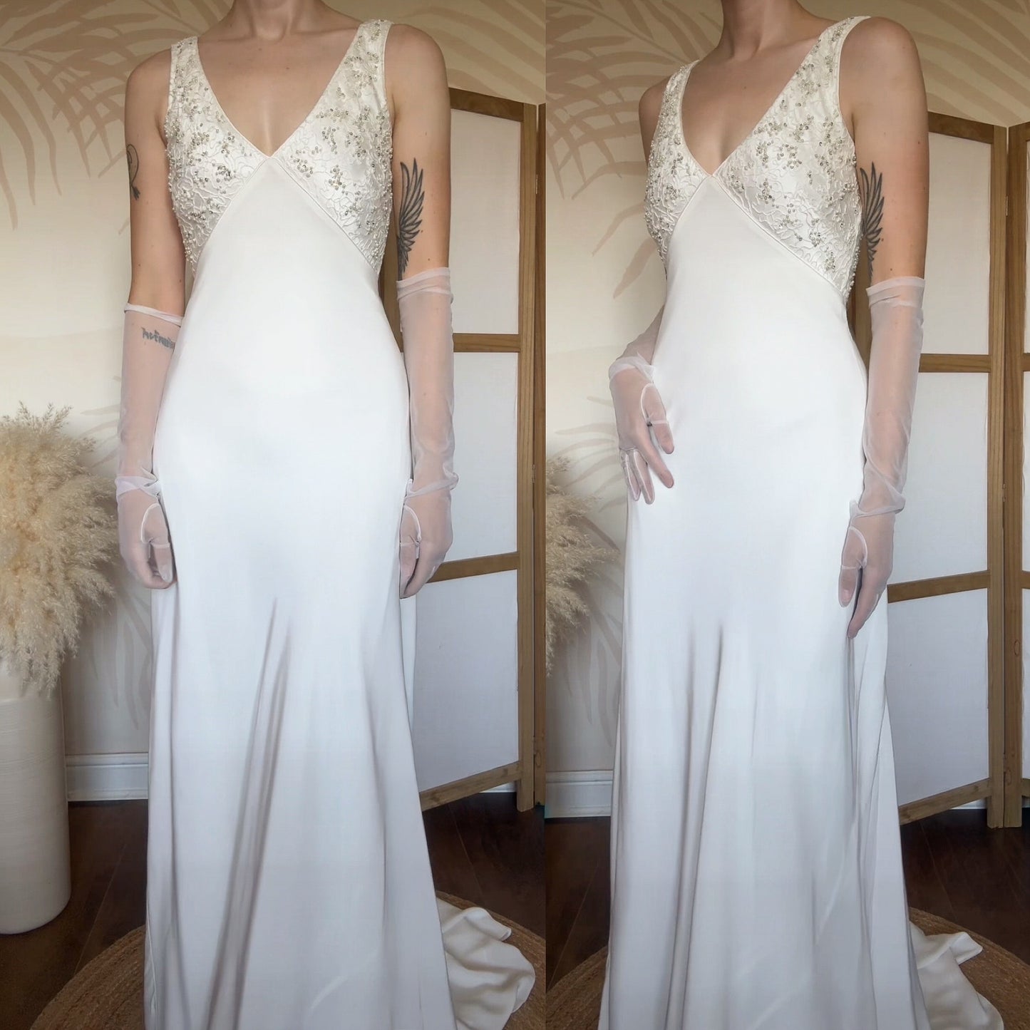 Ivory lace bust wedding dress uk 8