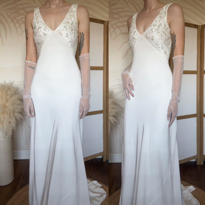 Ivory lace bust wedding dress uk 8