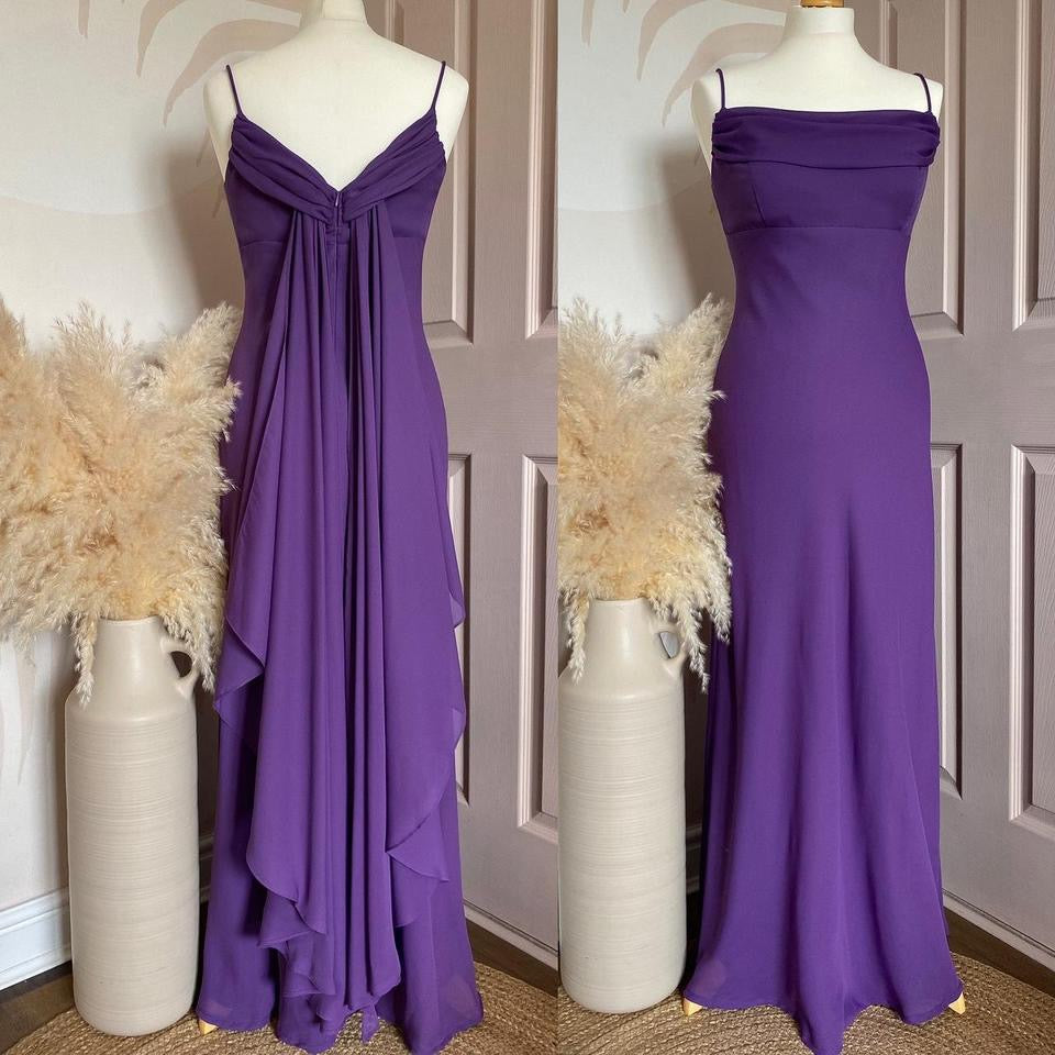 Purple petite chiffon evening dress uk 12