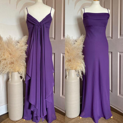 Purple petite chiffon evening dress uk 12