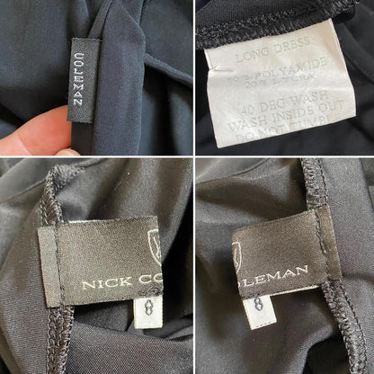 Nick Coleman black stretch open back dress uk 8