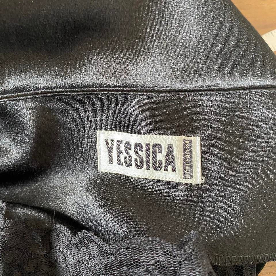 Yessica 90s black silky slip dress UK 12