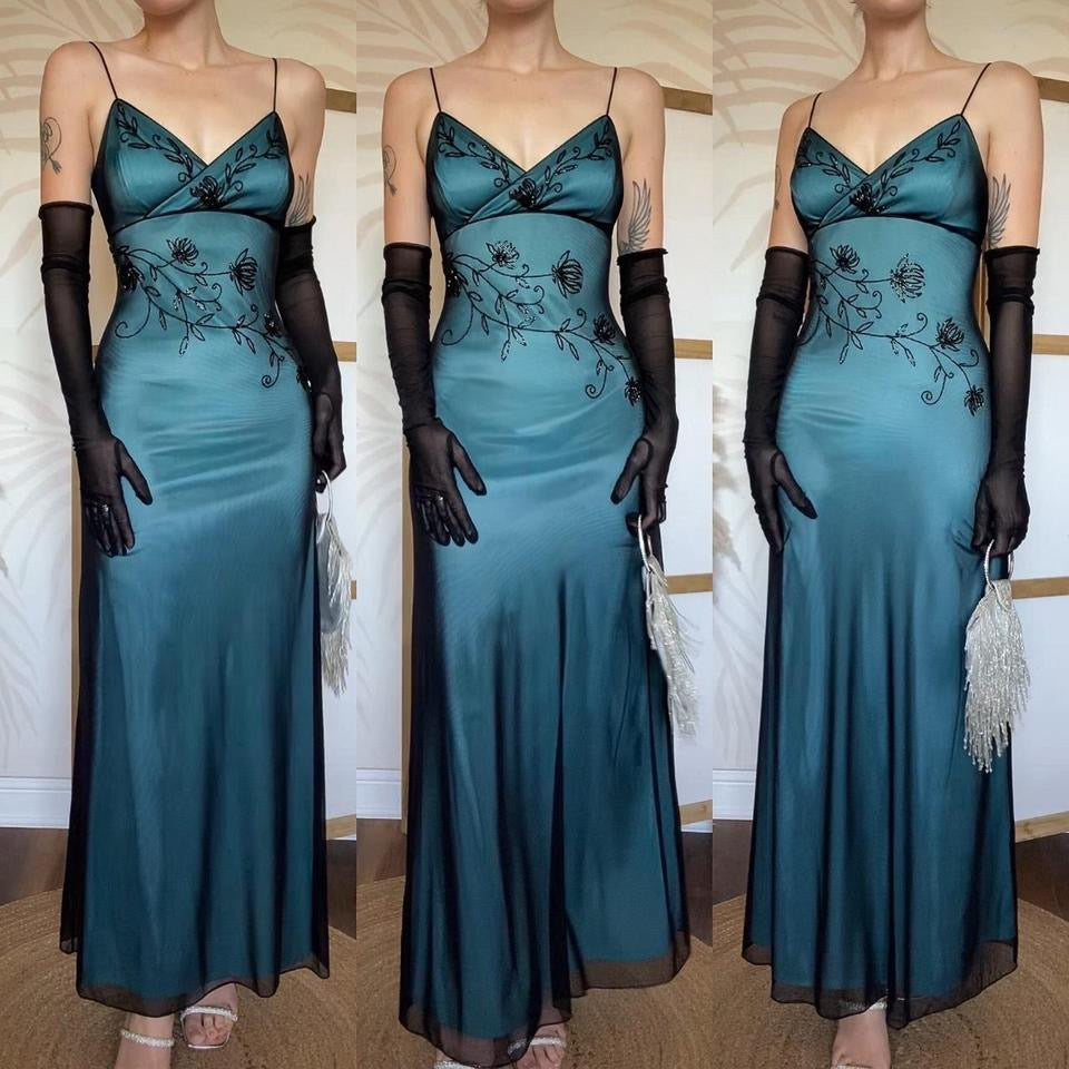 Sapphire beaded stretch 90s dress uk 12