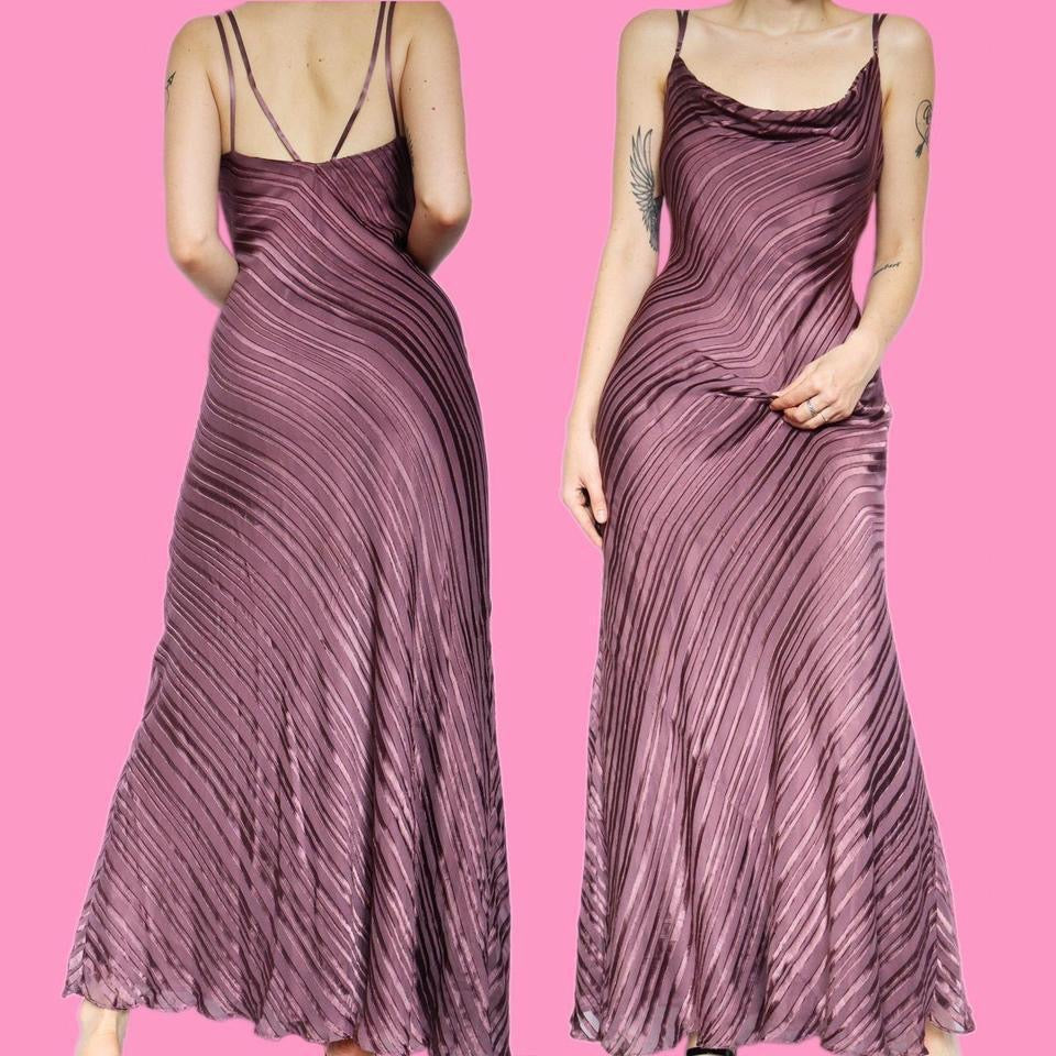 Monsoon Purple Silk Blend Evening Dress UK 8