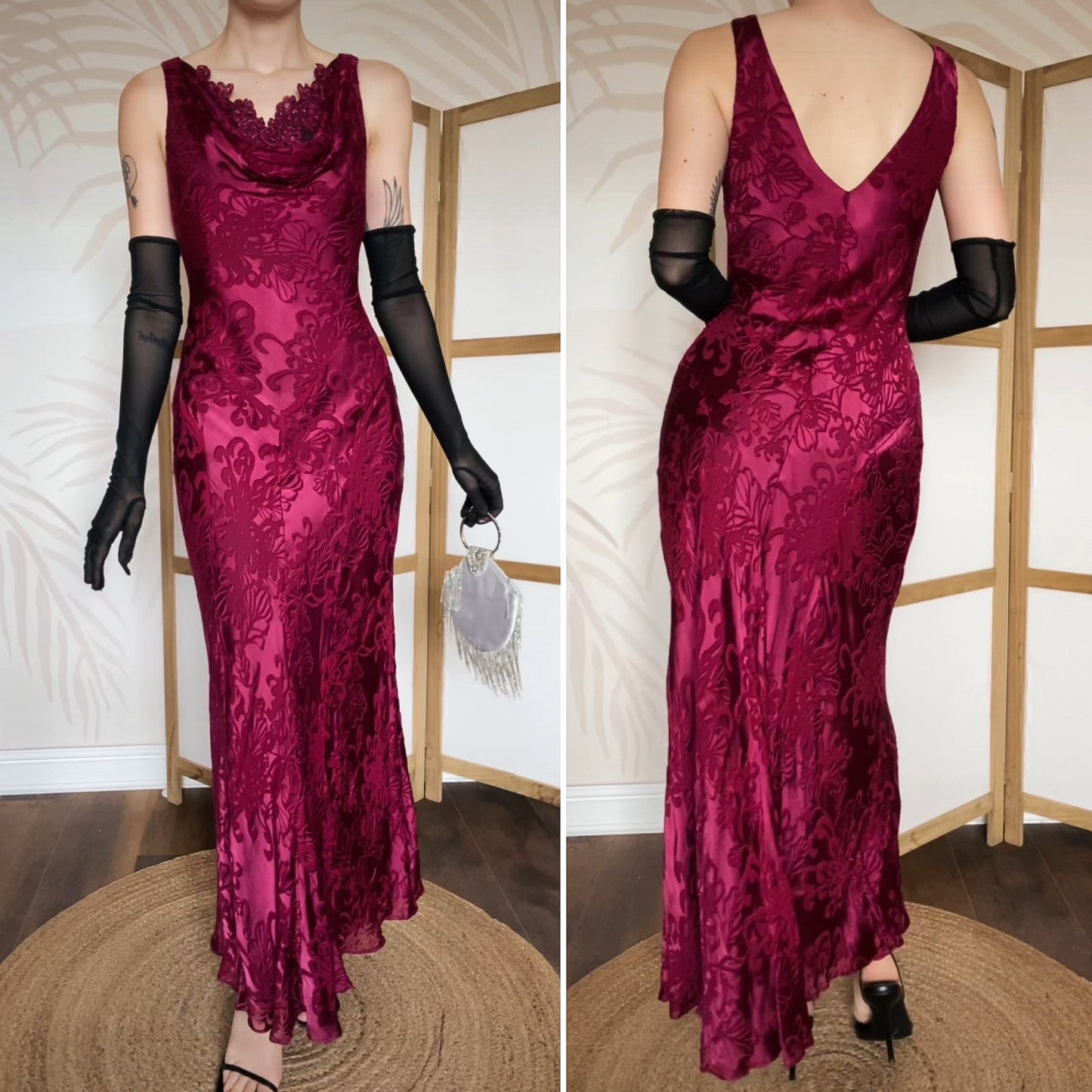 Laura Ashley purple silk blend slip dress uk 10
