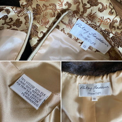 Gold Patsy Seddon 2-piece silk blend womens suit uk 8-10