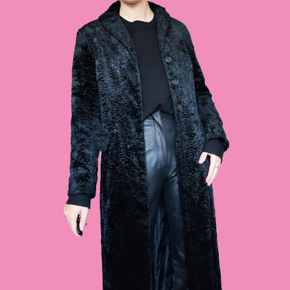 Black faux fur maxi coat UK S