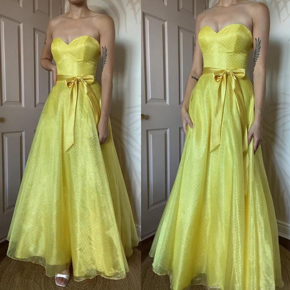 Glittery yellow a-line evening gown UK 10