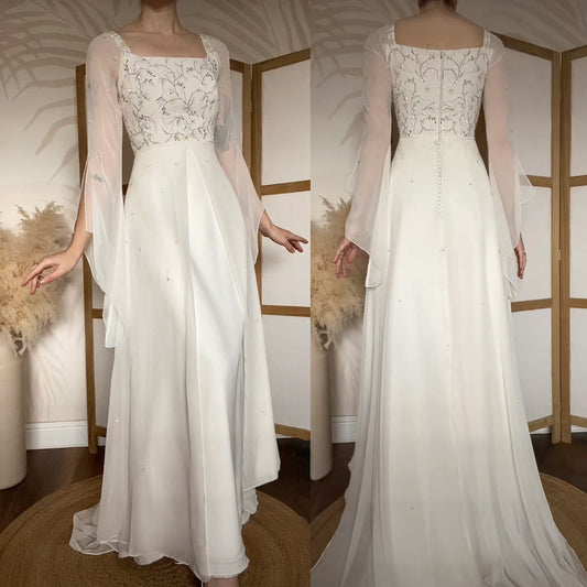 Benjamin Roberts long sleeve ethereal wedding dress uk 12