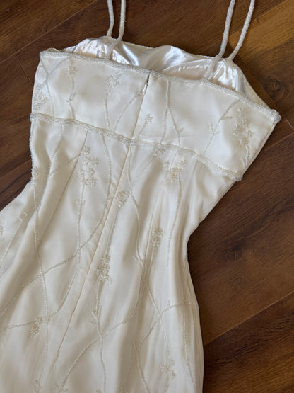Scala 100% silk ivory beaded wedding dress uk 10