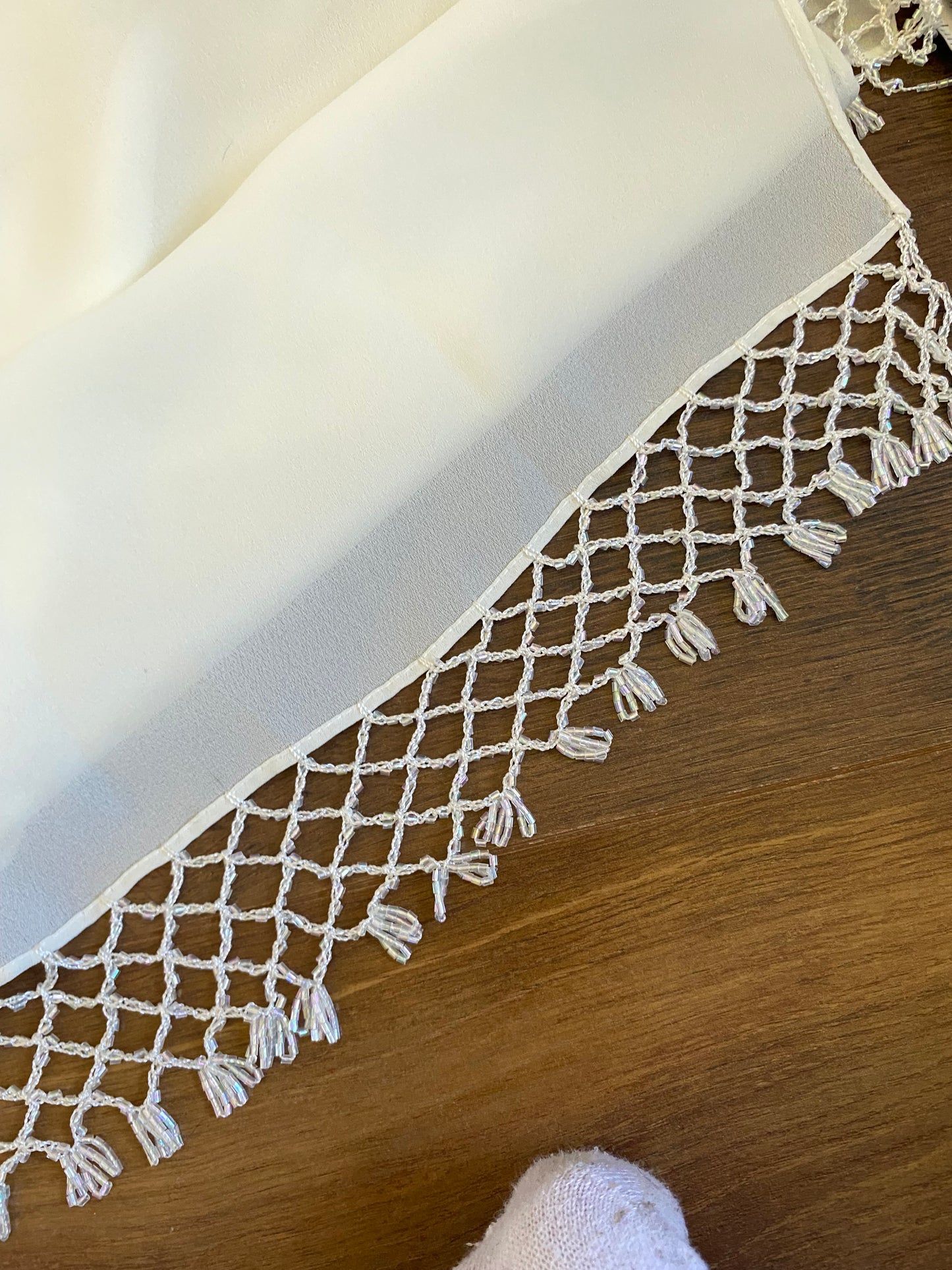 90s ivory beaded a-line wedding dress & shawl uk 6-8