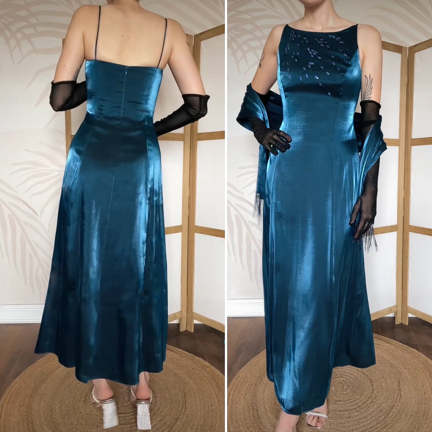 Debut shimmery teal evening dress uk 10