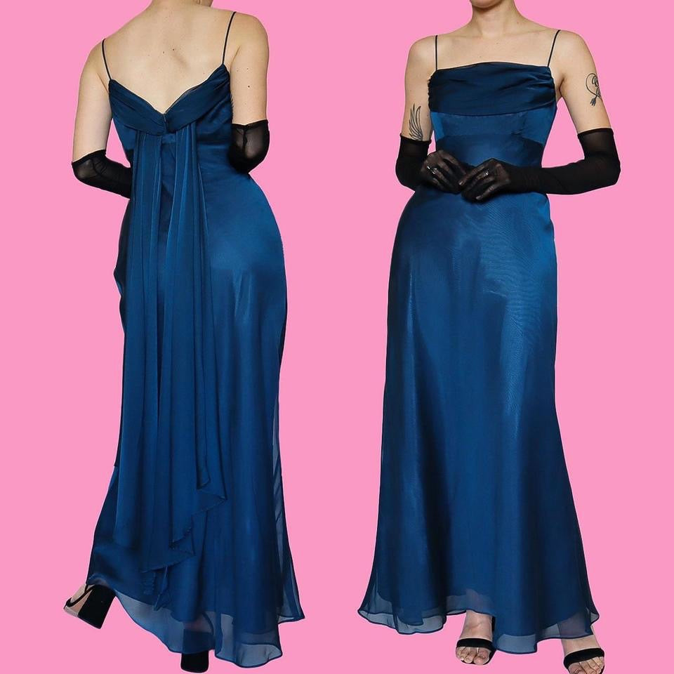 Blue Betsy & Adam chiffon evening gown UK 10
