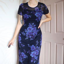 Load image into Gallery viewer, Blue Hamells Floral Sheer Short Sleeve Dress UK 10
