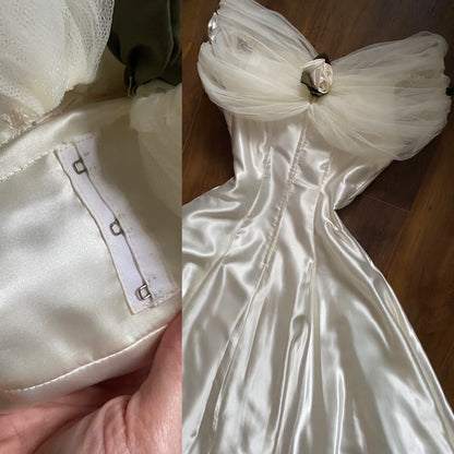 Dreamy vintage Ellis ivory satin wedding dress uk 14