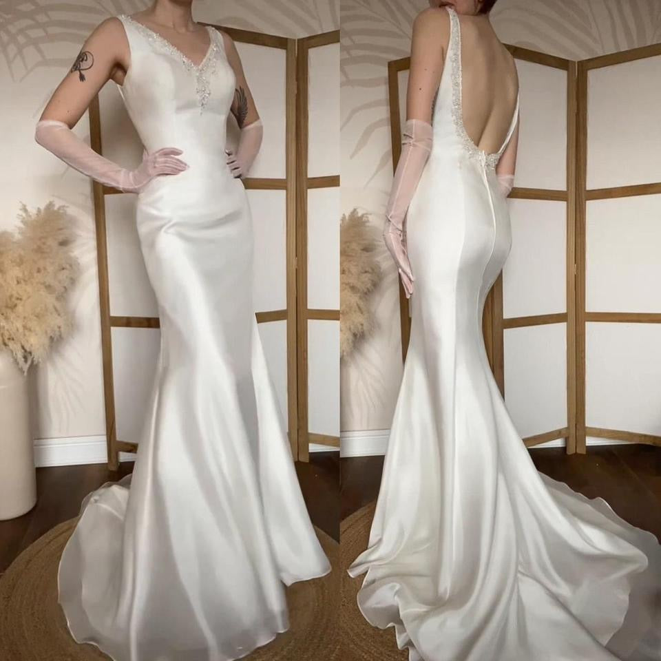 Hilary Morgan ivory open back wedding dress uk 10