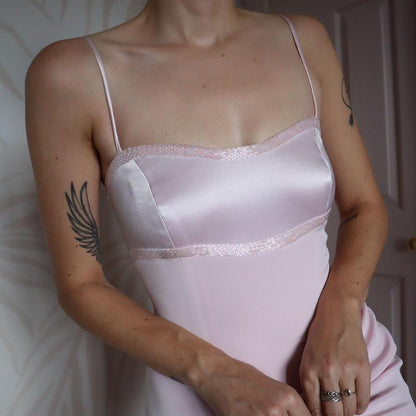John Charles baby pink fitted evening dress UK 12