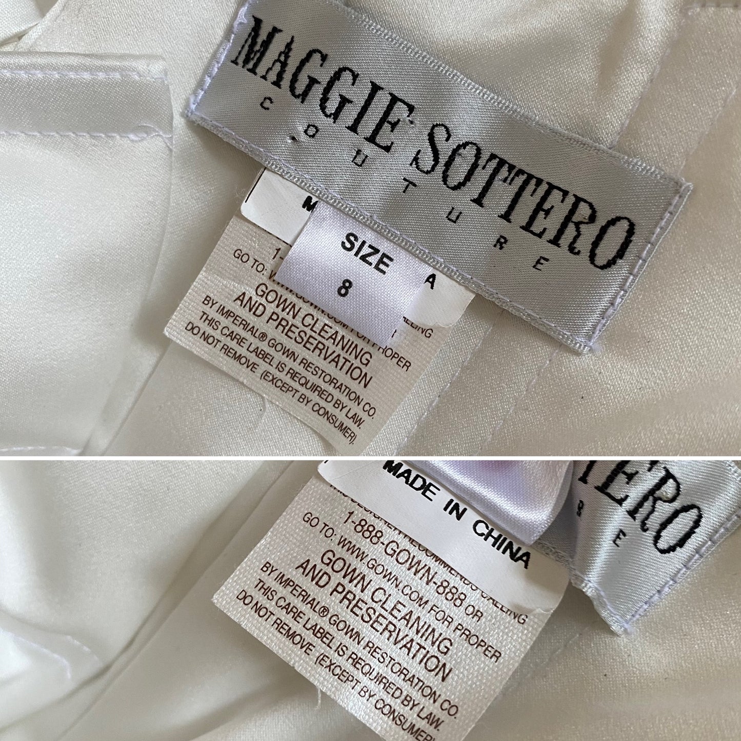 Maggie Sottero Couture white strapless wedding dress uk 8-10
