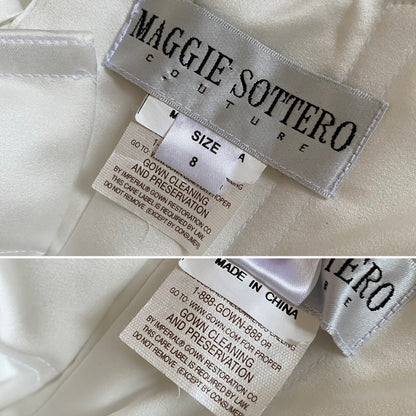 Maggie Sottero Couture white strapless wedding dress uk 8-10