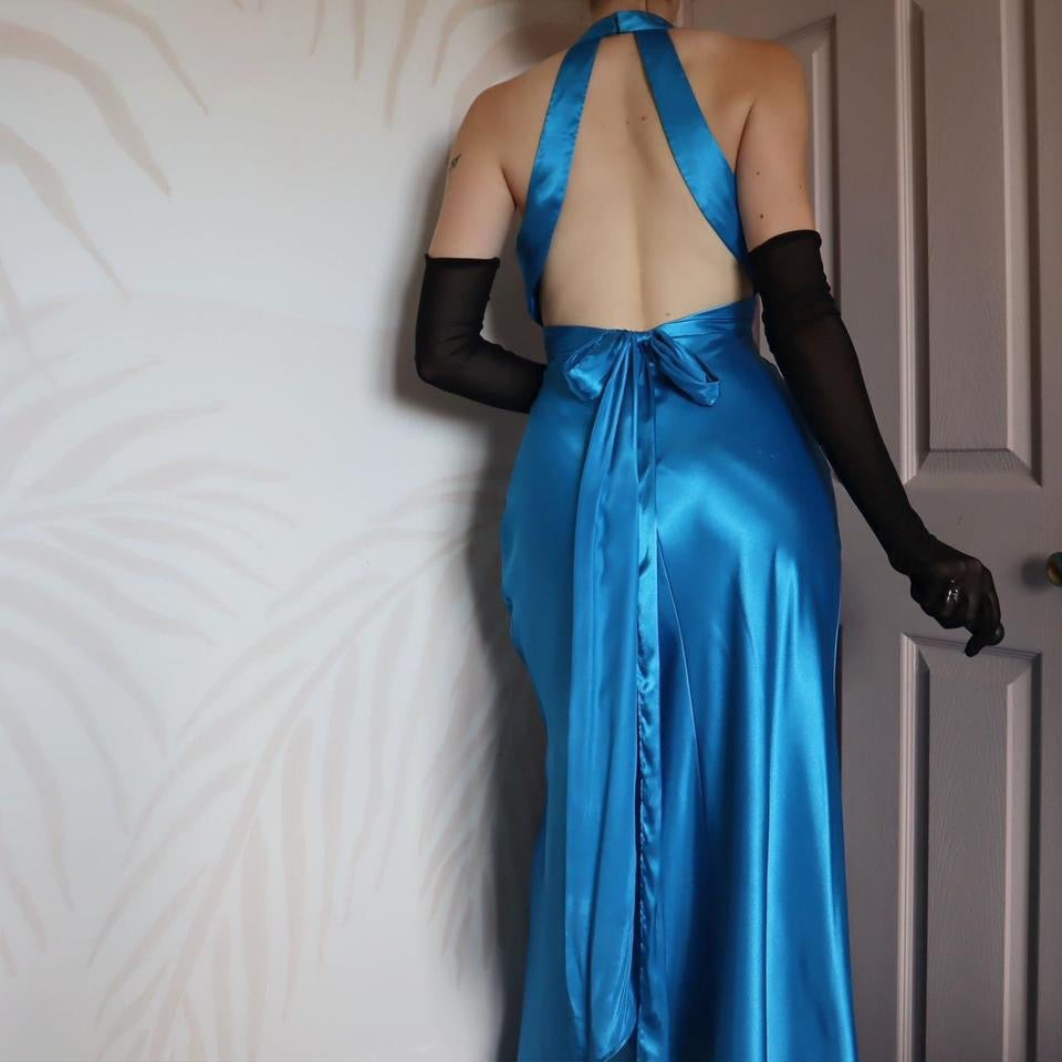 Zum Zum sapphire open back evening prom dress UK 12