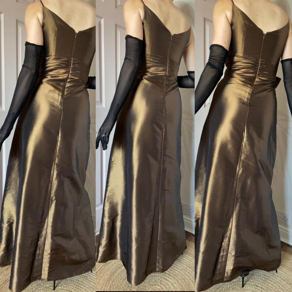 Veromia brown satin a-line gown UK 10
