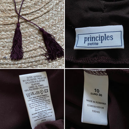 Burgundy petite velvet stretch evening dress UK 10