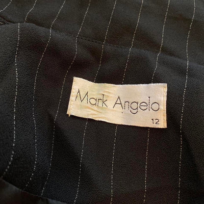 Black vintage Mark Angelo pinstripe long jacket UK 12