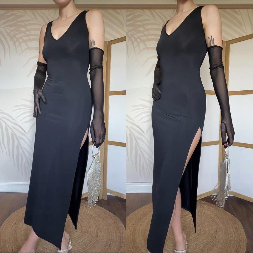 Nick Coleman black stretch open back dress uk 10