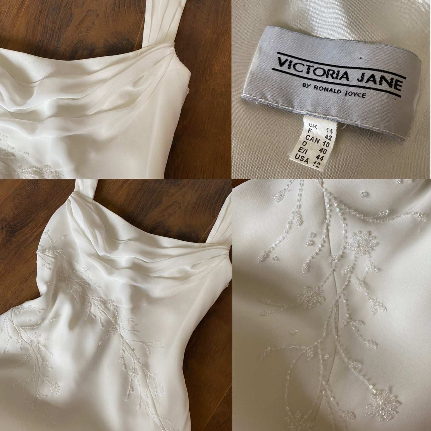 White Victoria Jane chiffon wedding dress UK 12