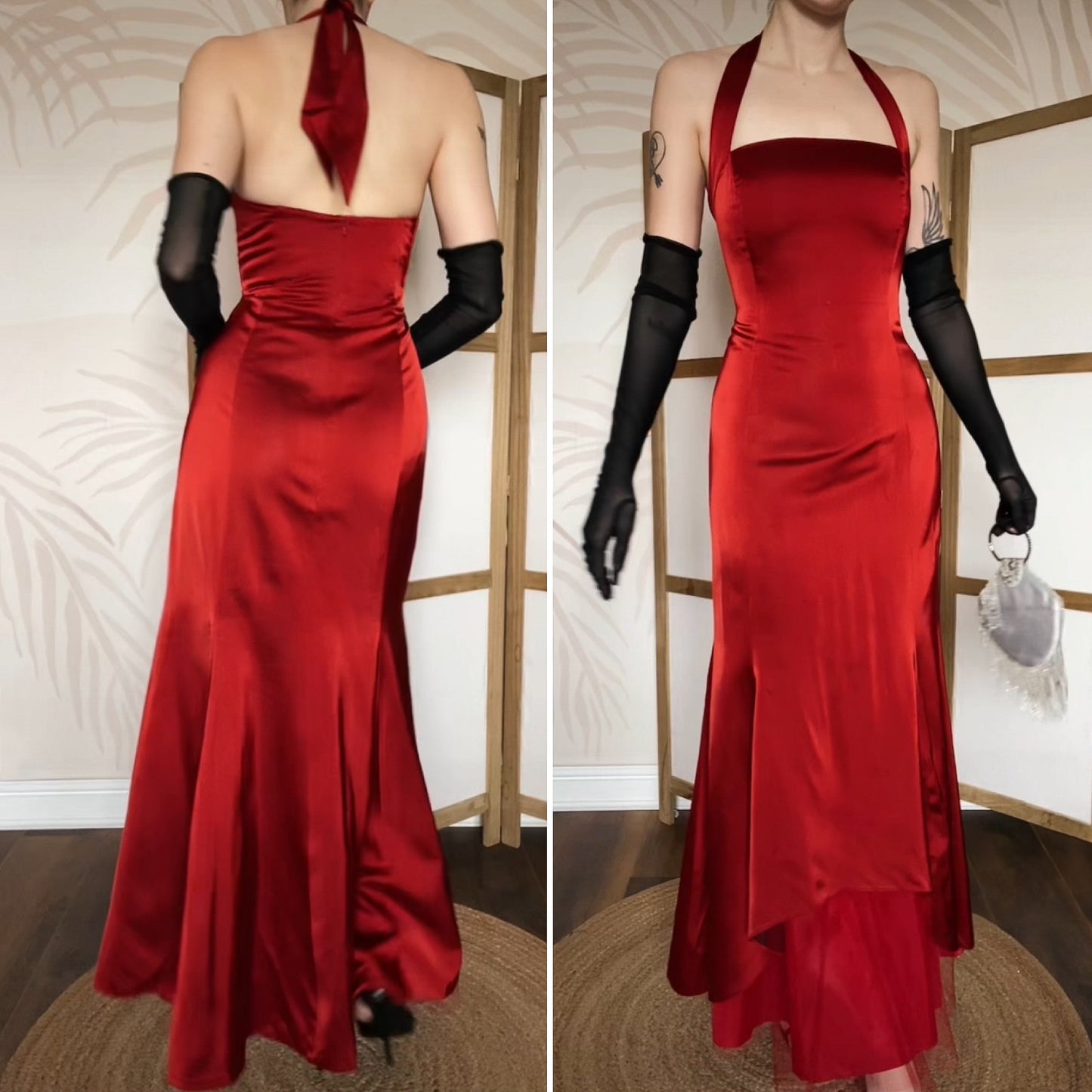 Gina Bacconi red halter neck evening dress uk 14