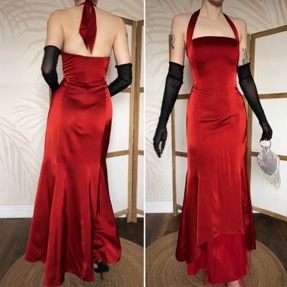 Gina Bacconi red halter neck evening dress uk 14