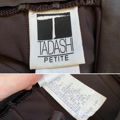 Tadashi Petite brown a-line evening dress UK 14
