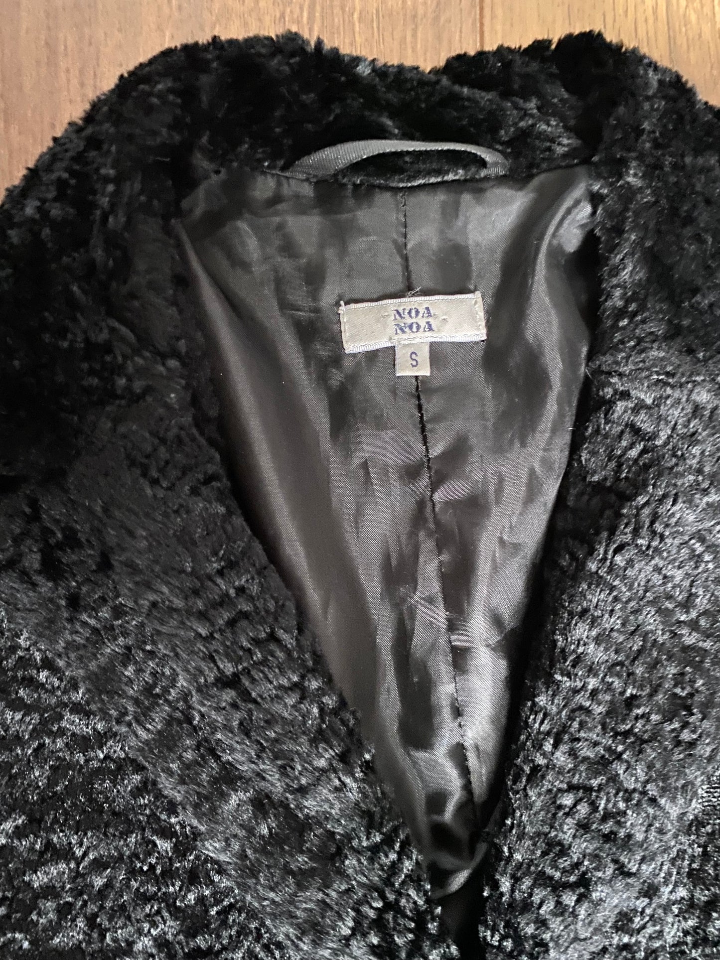 Black faux fur maxi coat UK S