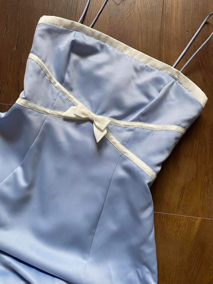 Niki Livas light blue & white prom dress & shawl UK 10-12