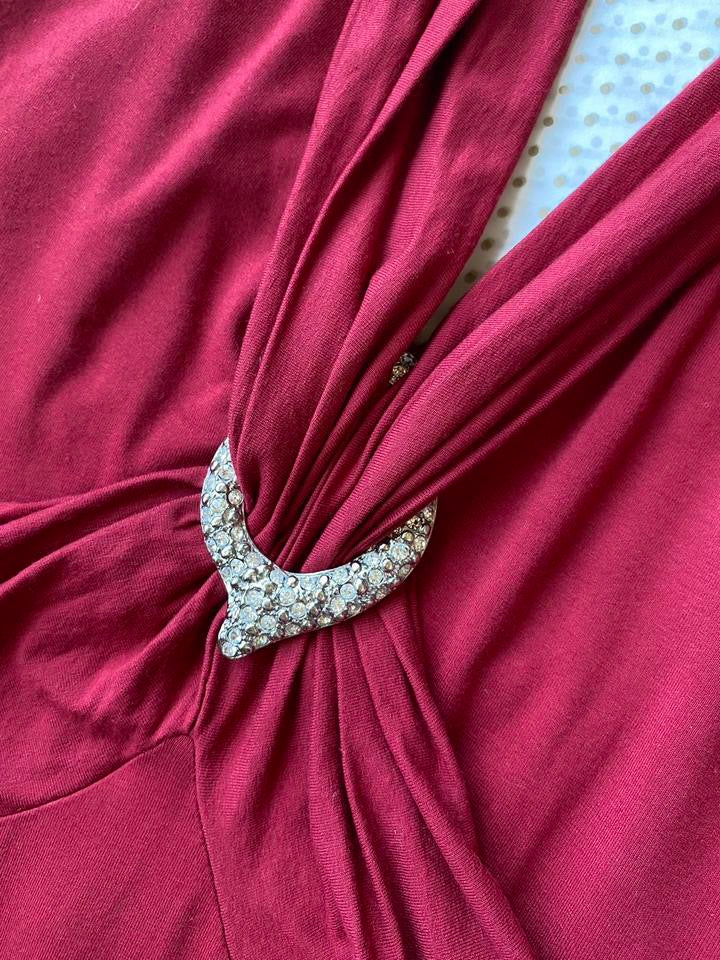 Red stretch halter neck midi dress uk 12