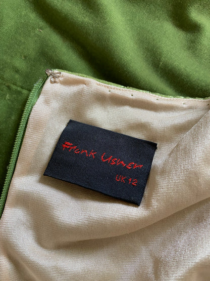 Frank Usher Silk Blend Green Velvet Evening Dress UK 12-14