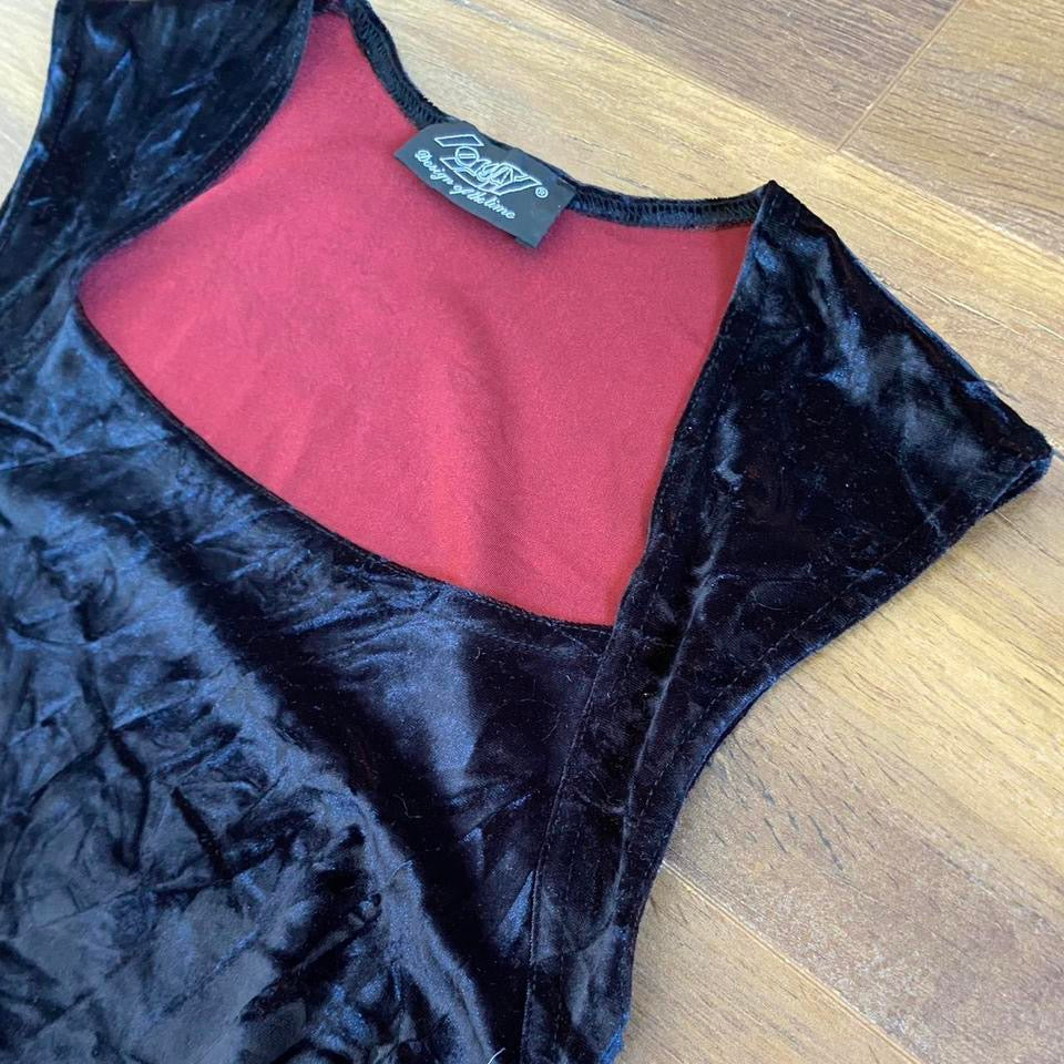 Black velvet stretch 90s crinkle texture slip dress uk 8-10
