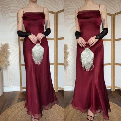 Burgundy chiffon Betsy & Adam prom dress uk 10-12