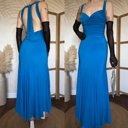 Niki Livas blue stretch evening dress uk 8