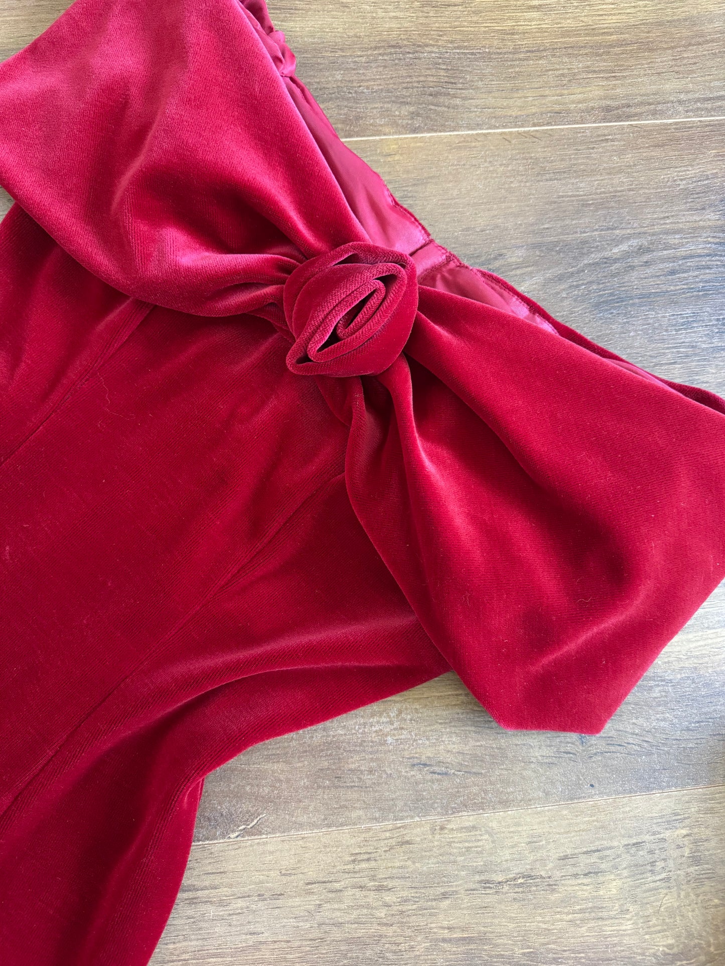 Red velvet petite off shoulder evening dress uk 8