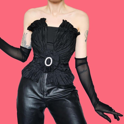 After Six black strapless corset top UK 12